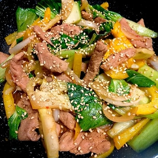 焼肉のたれで簡単★ヒレ肉と野菜炒め